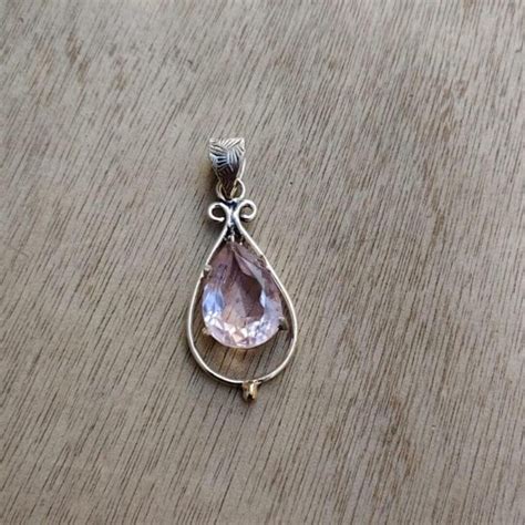 Buy Rose Quartz Teardrop Pendant, Sterling Silver Wire Wrapped Necklace ...
