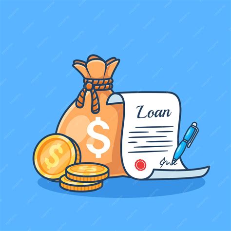 Premium Vector | Cute simple loan lending money agreement vector ...