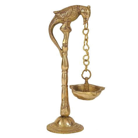 Buy GURU JEE™ Brass Diyas Parrot Design Bird Diya Oil Wick Lamp Puja ...