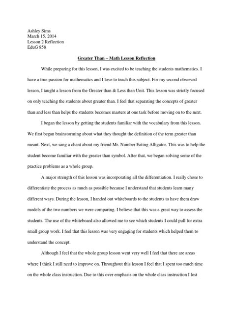 Reflection On Math Lesson 的图像结果