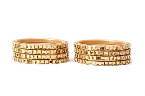 Buy NAVMAV Bangles Mirror Stone Brass Base Metal and Stone Punjabi ...