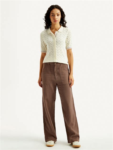 Women's Brown Loose Fit Mid Rise Trousers – Levis India Store