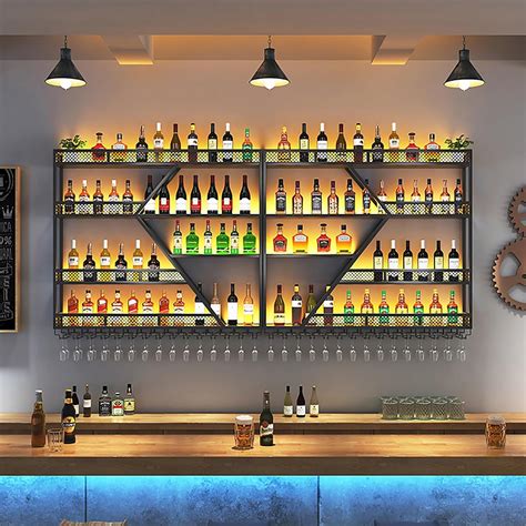 Amazon.com: Modern Wall Mounted Wine Rack,Bar Unit Floating Shelves ...