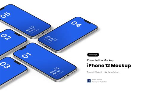 新款苹果手机iPhone 12样机模板 Isometric iPhone 12 Mockup-变色鱼