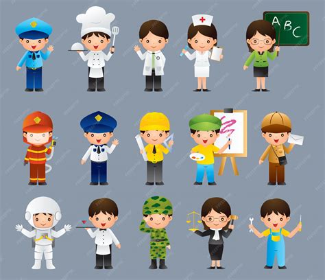 Premium Vector | Kids in Different Job Set