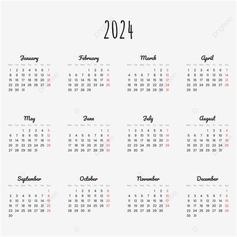 2024 Calendar With Minimalist Style, 2024, 2024 Calendar, Kalender 2024 ...
