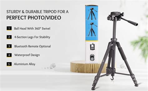 Powerpak Photo-X7 5ft 4 Section Aluminium Tripod for Smartphones ...