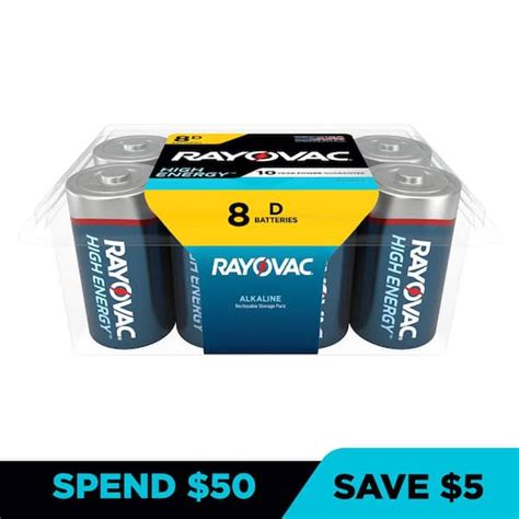 Rayovac 8-Pack High Energy Alkaline D1.5 Volt Batteries India | Ubuy