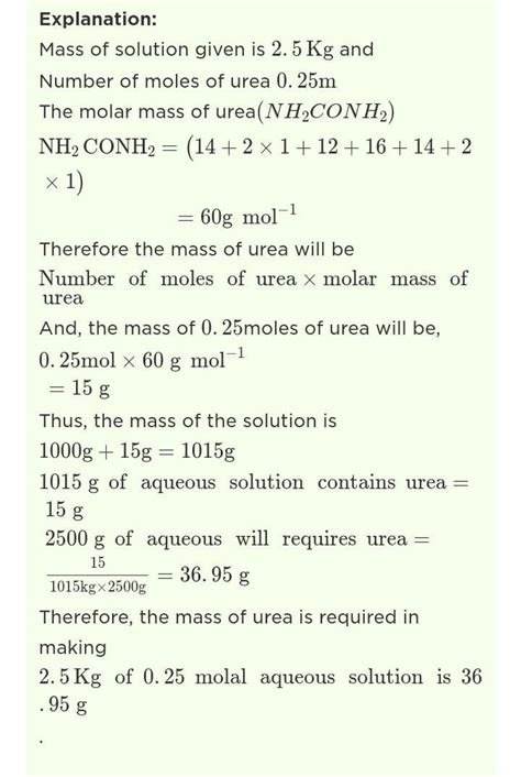 find the mass of 0.25 mole of urea NH2CONH2 - Brainly.in