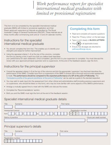 Image result for Work Performance Report