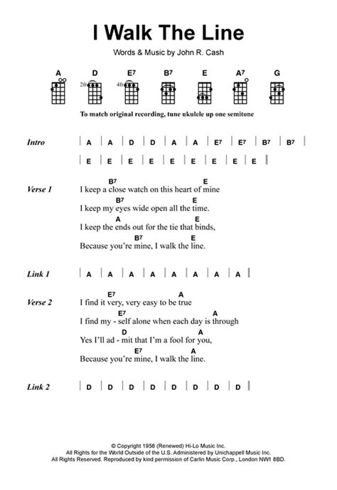 I Walk The Line sheet music by Johnny Cash (Ukulele – 120039)