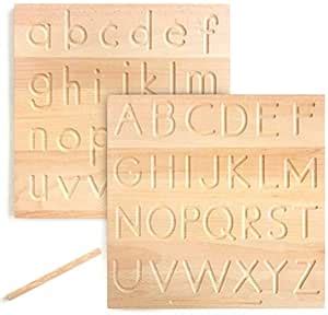 Buy GRTLPOK Wood Alphabet Tracing Board from Montessori Letters ...