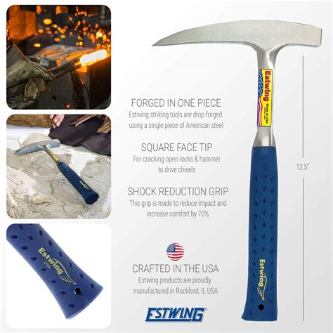 Estwing Rock Pick – 22 oz Geological Hammer with Pointed Tip & Shock ...