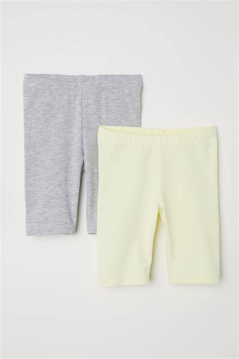 2-pack cycling shorts - Light yellow/Grey marl - Kids | H&M IN