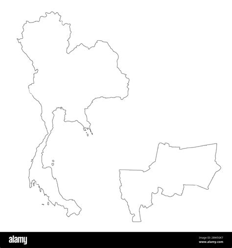 Vector map Thailand and Bangkok. Country and capital. Isolated vector Illustration. Outline. EPS ...