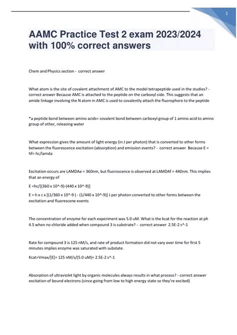 AAMC Practice Test 2 exam 2023/2024 with 100% correct answers - AAMC ...