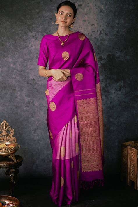 Skinny Magenta Soft Silk Saree With Charming Blouse Piece – SilkFolks