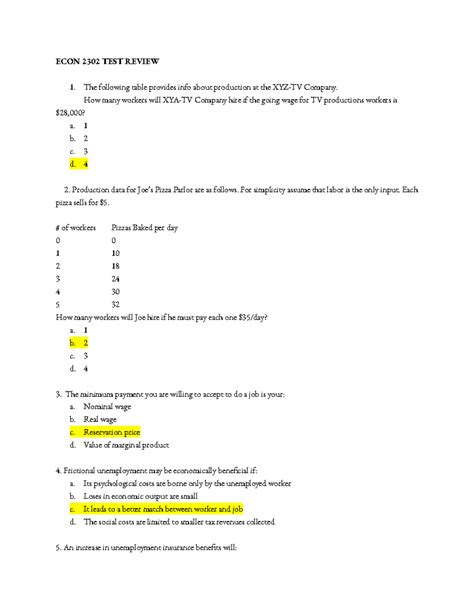 Econ test review - Has great practice questions that the professor gave ...