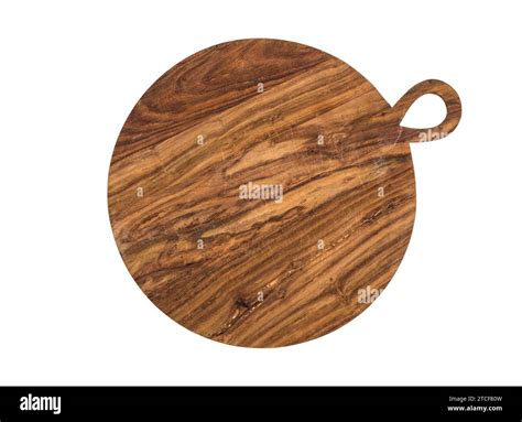 Wooden round cutting board top view, isolated on white background Stock ...