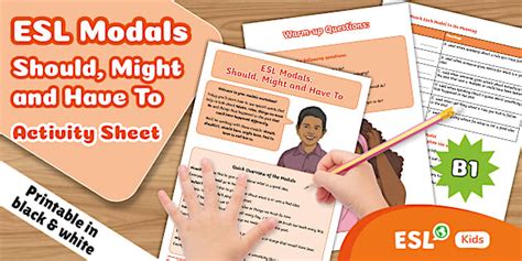 ESL Modals Activity Sheet for Kids