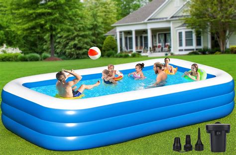 Amazon.com: Extra Large Inflatable Pool with Pump, Full-Sized Blow Up ...