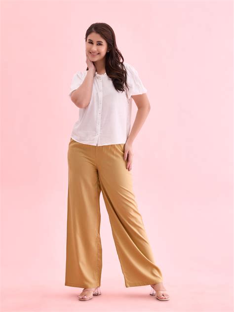 Wheat Woven Viscose Basic Palazzo – Go Colors India