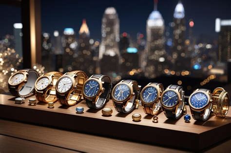 A lineup of luxury watches and jewelry beautifully arranged on the ...