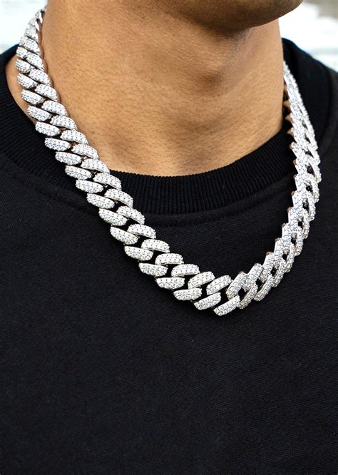 White Gold Plated Mens Iced Out Miami Cuban Link Chain – FrostNYC