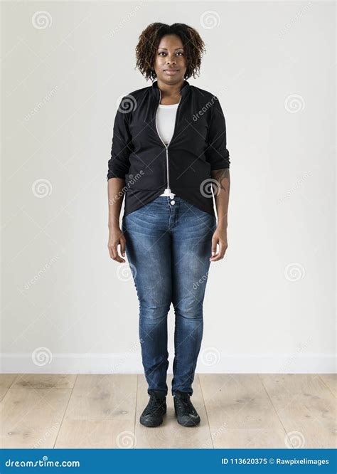 Full Body Woman In Casual Clothes Relaxed Pose Royalty-Free Stock Image ...