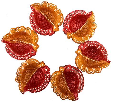 Buy A Pioneer- (Set of 6) Handmade Traditional Leaf Shaped Diya-Deepak ...