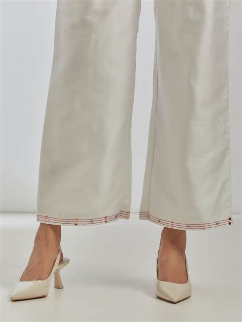 White Raw Silk Rigel Top With White Palazzo (Set Of 2) – The Indian Cause