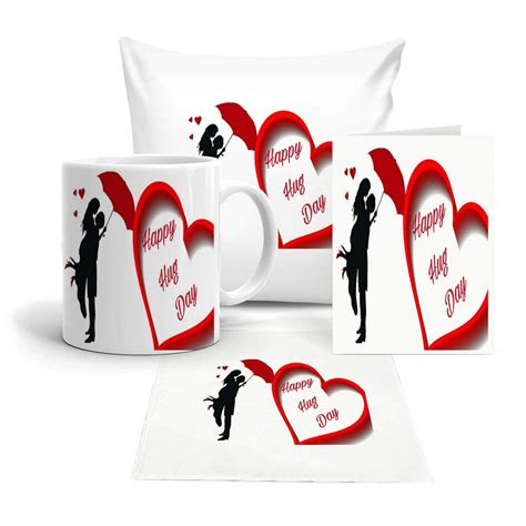 Buy Dungri Hug Day Theme Cushion Cover (12") with Filler and Coffee Mug ...