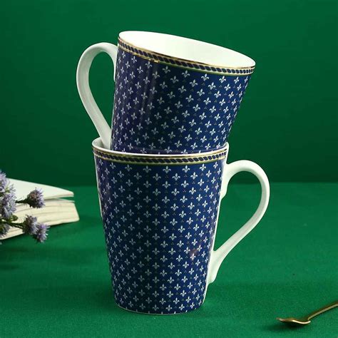 Wonderchef Sicilia Fine Bone Coffee Mug Set Royal Blue | 2 Pcs