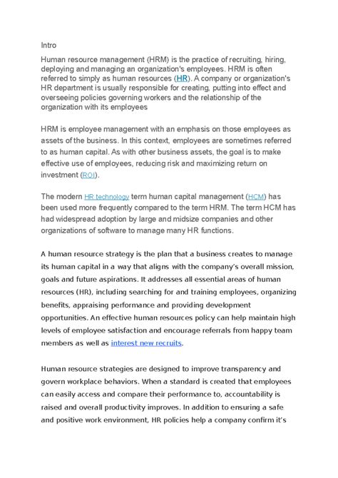 HRM Strategies for Employee Management and Organizational Success - Studocu