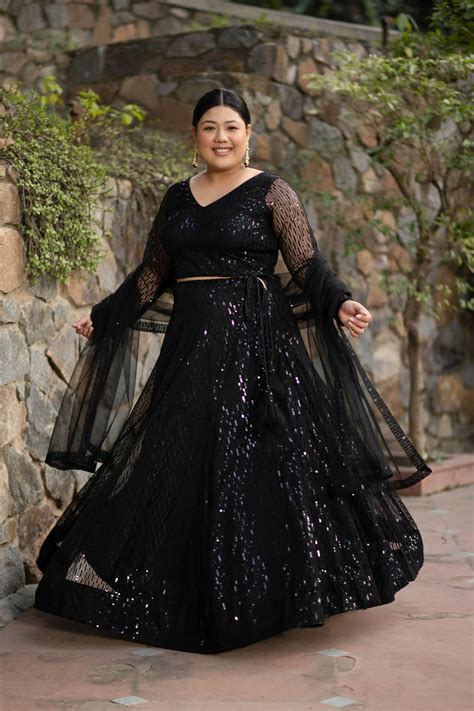 Buy Plus Size Black Lehenga Choli Set for Women | Label Shaurya Sanadhya