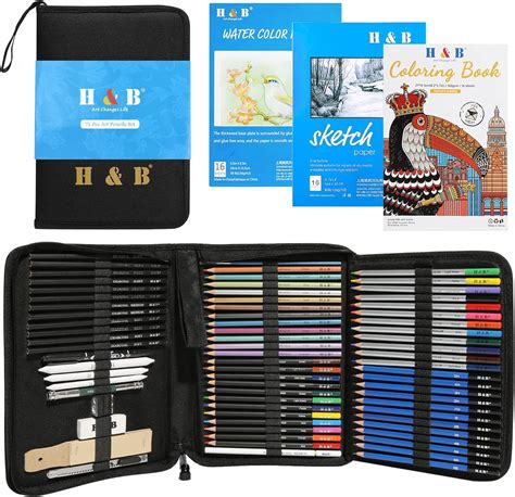 75Pcs Drawing Set H & B Colouring Pencils Sketch Set,Drawing Pencils ...
