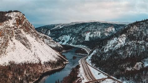 Wallpaper river, mountains, aerial view, landscape, canada hd, picture ...