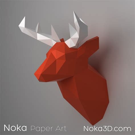 Buy Deer Head Trophy 3D Papercraft Model. Downloadable DIY Online in ...