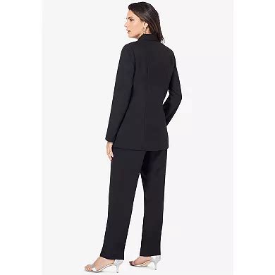 Roaman's Women's Plus Size Long Sleeve Ten-Button Shawl-Collar Pant ...