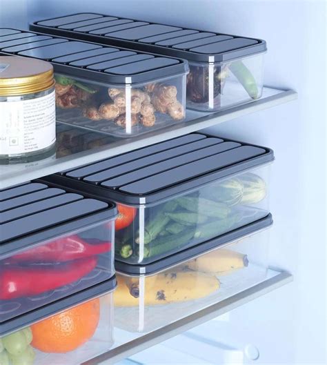 Pack of 6 Plastic Fridge Container - 1200 ml Flagcart Grey Price in ...
