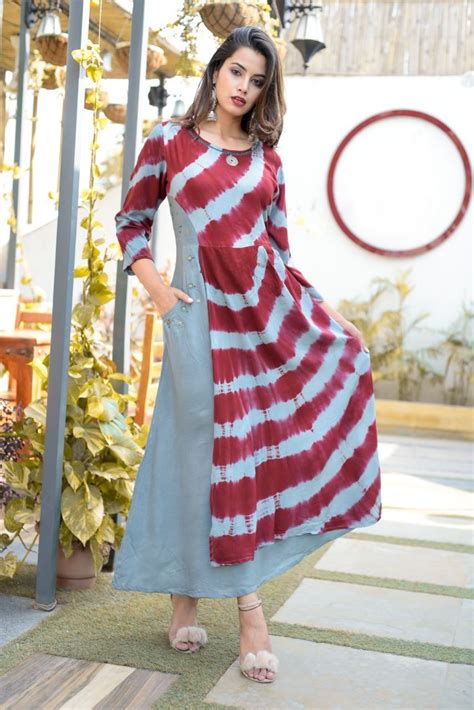 Alfa Store. stylish front double layer kurti cum gown