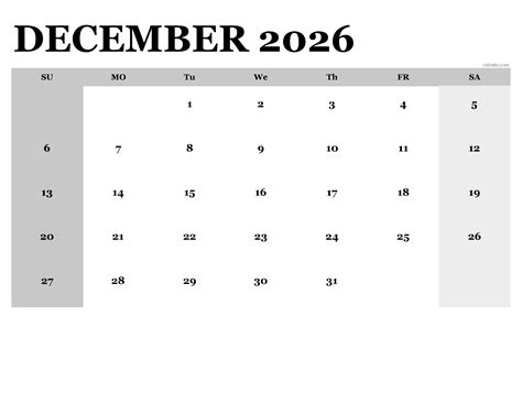 August To December Calendar 2026