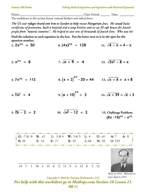 Image result for Solving Radical Equations Worksheet