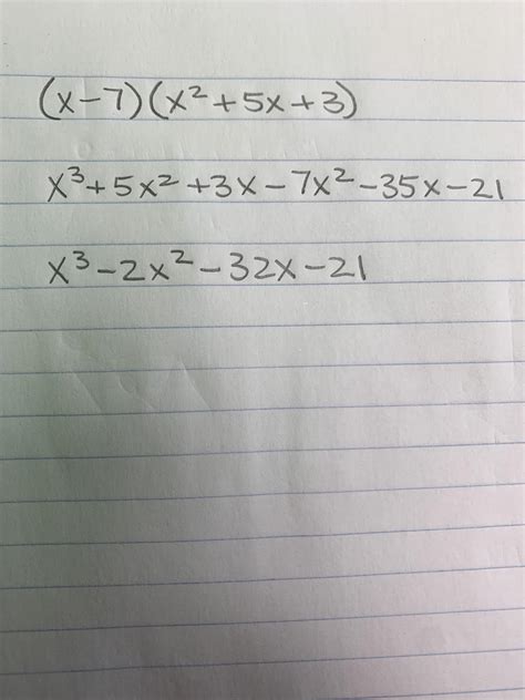 Find the product (x-7)(x^2+5x+3) - brainly.com