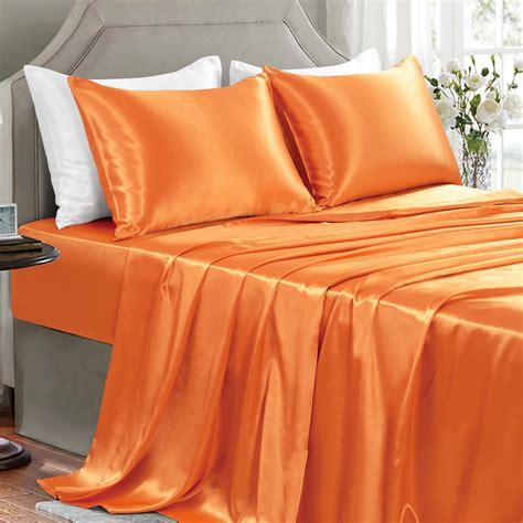 Amazon.com: GOLAL Satin Sheets Queen Size - 4 Pieces Luxury Silky Soft ...