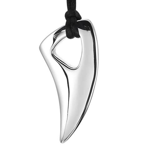 Peora Men's Stainless Steel Pendant Necklace Adjustable Wolf Tooth ...