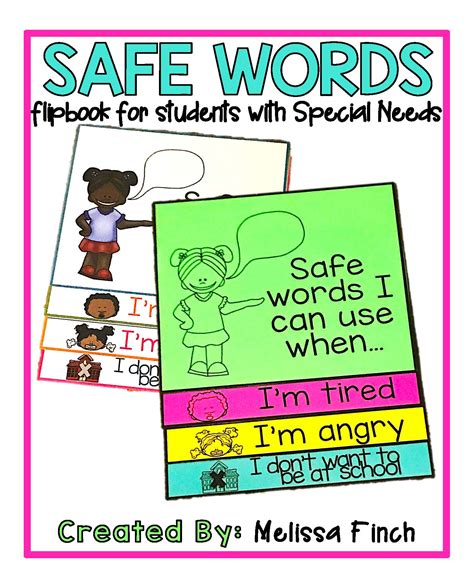 Safe Word Flipbook for Students With Special Needs » Autism Adventures