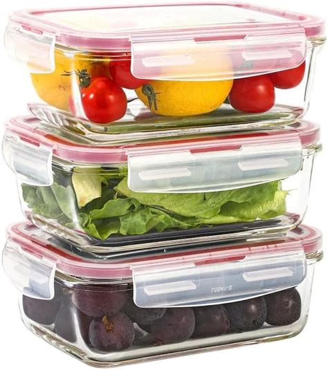 SYJBUH 3 Piece Glass Meal Prep Containers,Glass Food Storage Containers ...