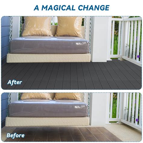 Buy TNELTUEB 6 Pack Plastic Interlocking Deck Tiles,12”x12” Patio Deck ...