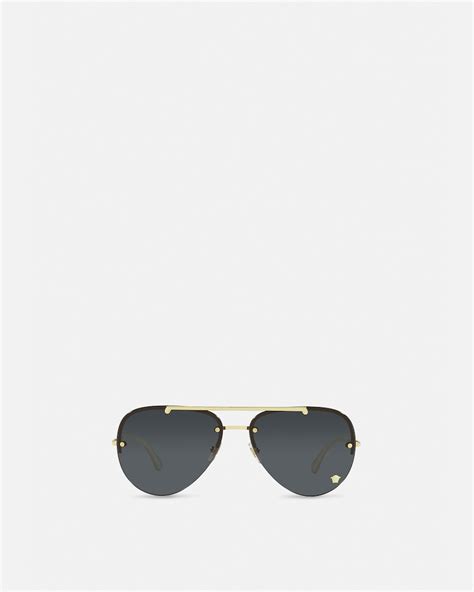 Medusa Glam Pilot Sunglasses Black,Gold | VERSACE UK